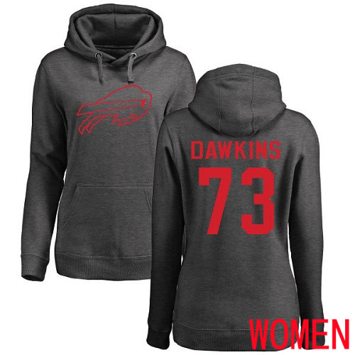 NFL Women Buffalo Bills #73 Dion Dawkins Ash One Color Pullover Hoodie Sweatshirt